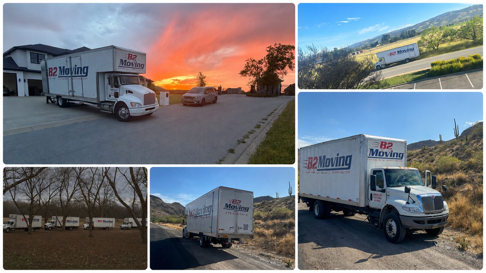 B2 Moving trucks completing long-distance moves across the United States