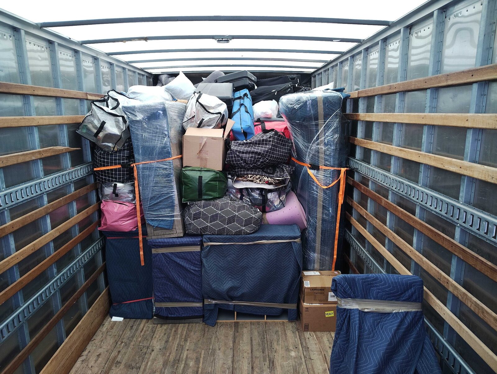 A carefully padded and secured B2 Moving truck load prepared by Sean
